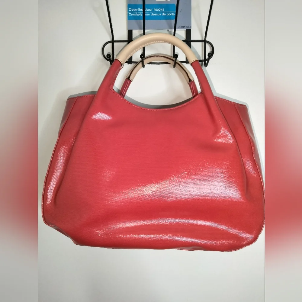Kate Spade (Red) Textured Polka Dot Interior Pattern Snap Button Tote Bag